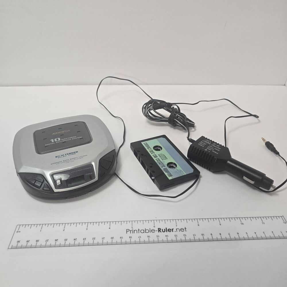 Vintage  Portable CD Player Audiovox great sound + Vintage Car Adapter Kit